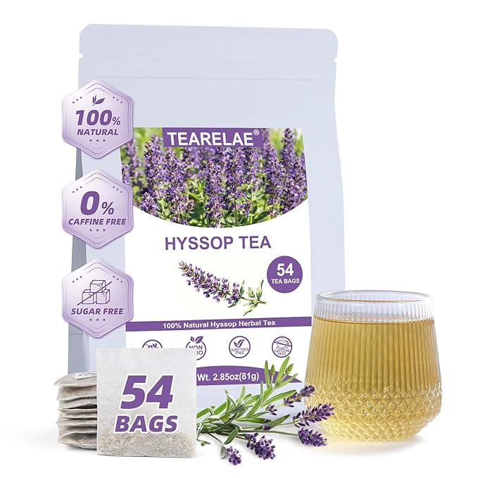 TEARELAE - Hyssop Tea - 54 Count Herbal Tea Bags - Caffeine Free, Soothing & Aromatic - Perfect for Evening Relaxation, Digestive Comfort & Mindful Moments