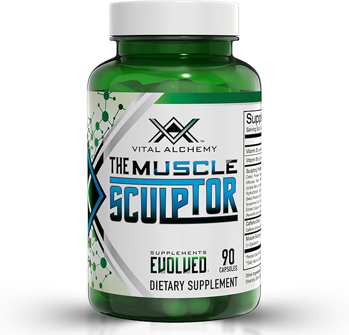 Vital Alchemy The Muscle Sculptor– Muscle Builder with Vitamin B3, B6, Phosphatidylserine, Epicatechin & Cayenne – Supports Muscle Growth, Focus, Energy & Protein Synthesis, Made in USA – 90 Capsules