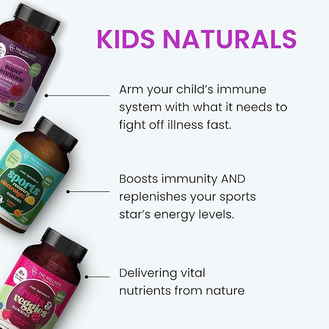 The Wellness Company Kids Naturals Elderberry Gummies – Immune Support with Vitamin C & Zinc | 60ct (1 Month Supply)