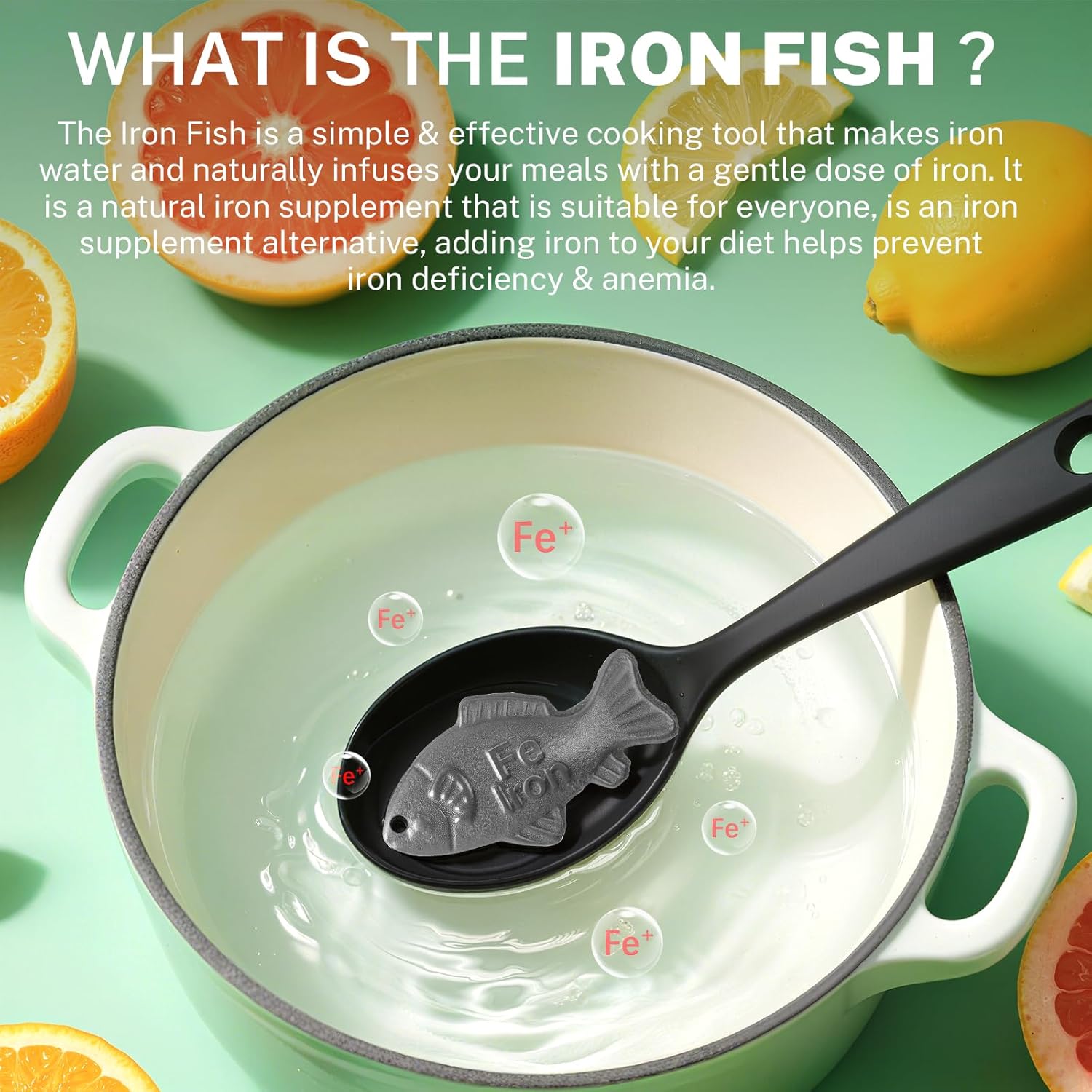 2 Pack Iron Fish, Natural Iron Supplement for Anemia & Vegans, Effective & Safe Cooking Tools Add to Food and Water, Reduces Risk of Iron Deficiency