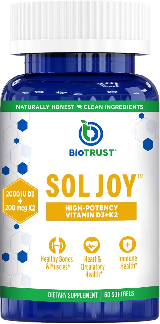 BioTrust Sol Joy, High-Potency Vitamin D3 K2 – High Potency (50 mcg)