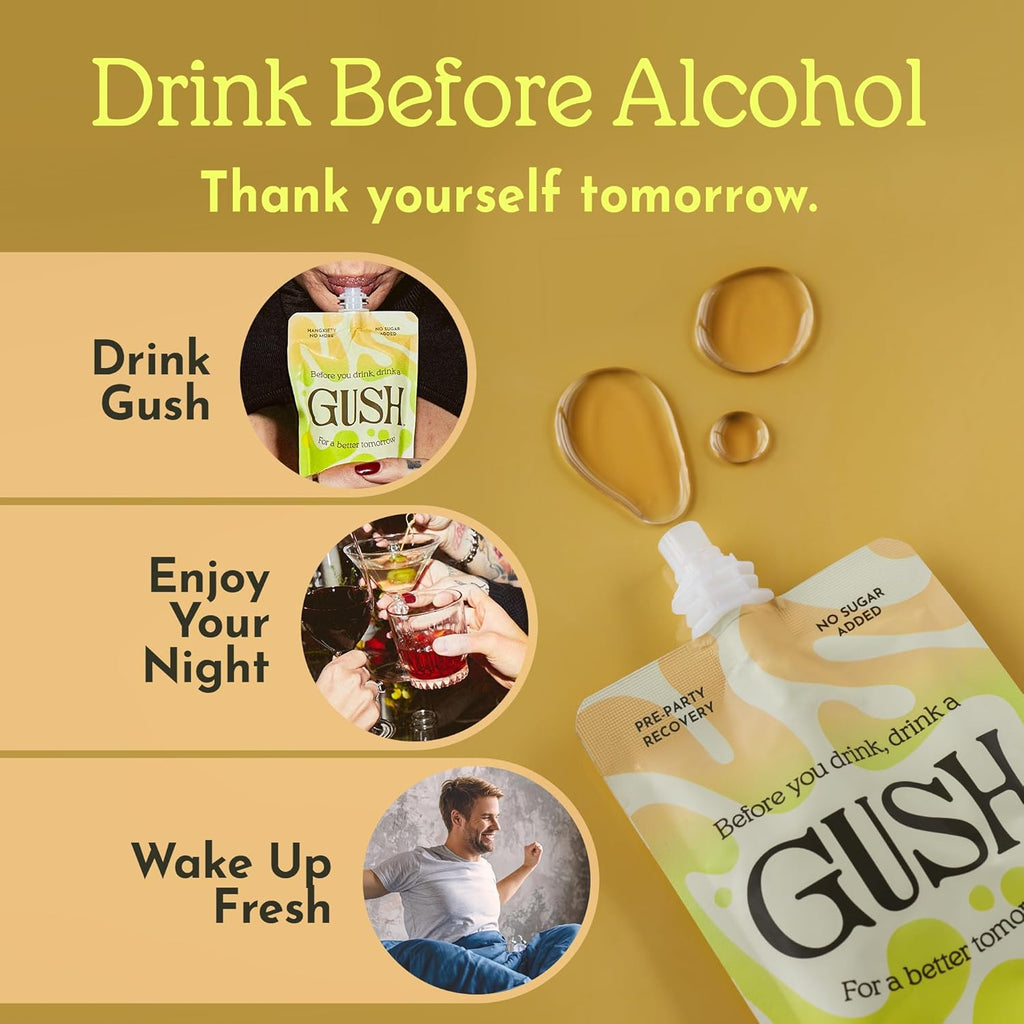 GUSH Pre-Drink Korean Pear Drink - (4 Pack) Pear Hydration Pouch with Enzyme Activation - Prevent Drinking Aftereffects - All Natural, Gluten-Free