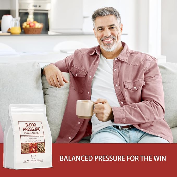 Blood Pressure Tea Bags，Heart Functional Tea，6g X 30 Bags 5.3 oz Natural Chinese Blend Herbal Tea, Gluten Free,Caffeine Free, Non-GMO