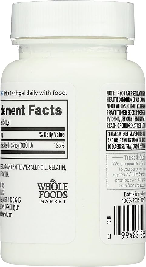 365 by Whole Foods Market, Vitamin D3 1000 IU, 250 Count