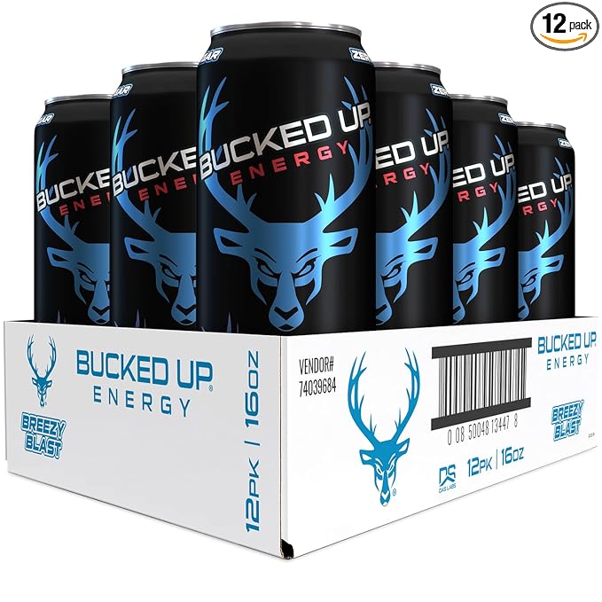 Bucked Up Energy Drink 300mg (Breezy Blast) (12 CT)