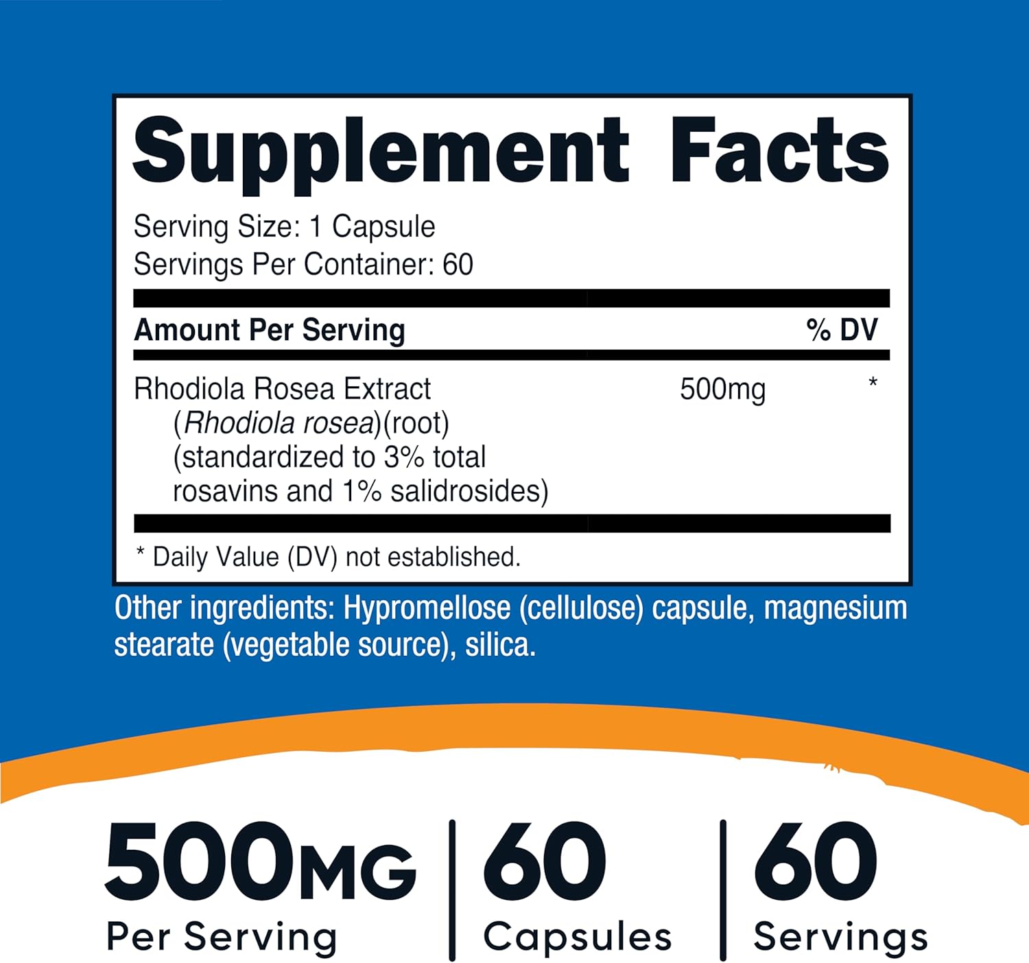 Nutricost Rhodiola Rosea 500mg, 60 Vegetarian Capsules - Gluten Free and Non-GMO Rhodiola Rosea Supplement