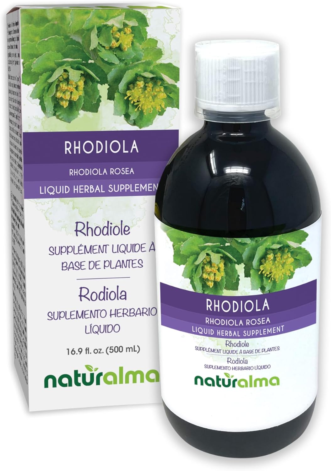 Naturalma Rhodiola rosea (Sedum roseum) Root Alcohol-Free Tincture - 16.9 fl oz Liquid Extract in Drops - Herbal Supplement - Vegan