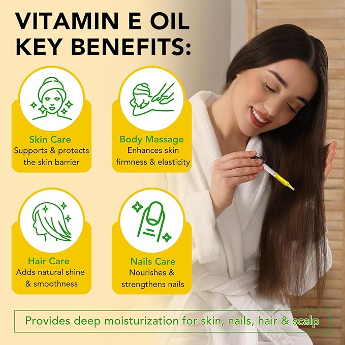 ELBBUB Vitamin E Oil - 75,000 IU Ultra Concentrated - Moisturizes, Fades Scars & Stretch Marks, Anti-Aging & Skin Hydration - for Face, Body, Hair, and Nails