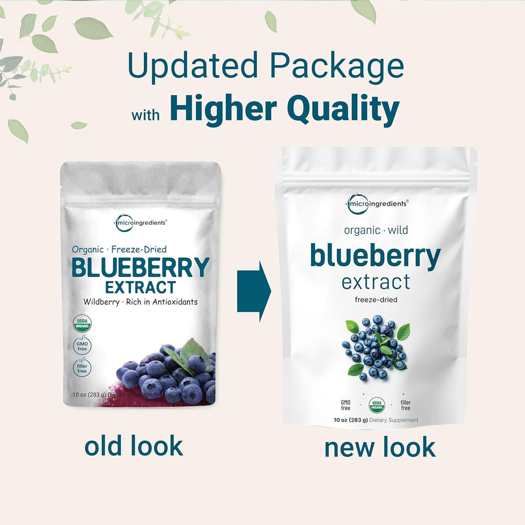 Organic Blueberry Extract Powder, 10oz | 100% Natural Fruit Powder | Freeze-Dried Wild Blueberries Source | No Sugar & Additives | Great Flavor for Drinks, Smoothie, & Beverages | Non-GMO & Vegan
