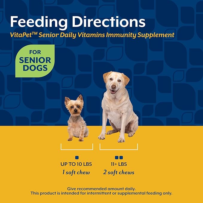 NaturVet VitaPet Senior Daily Vitamins Plus Glucosamine for Dogs, 60 ct Soft Chews, Made in The USA with Globally Source Ingredients