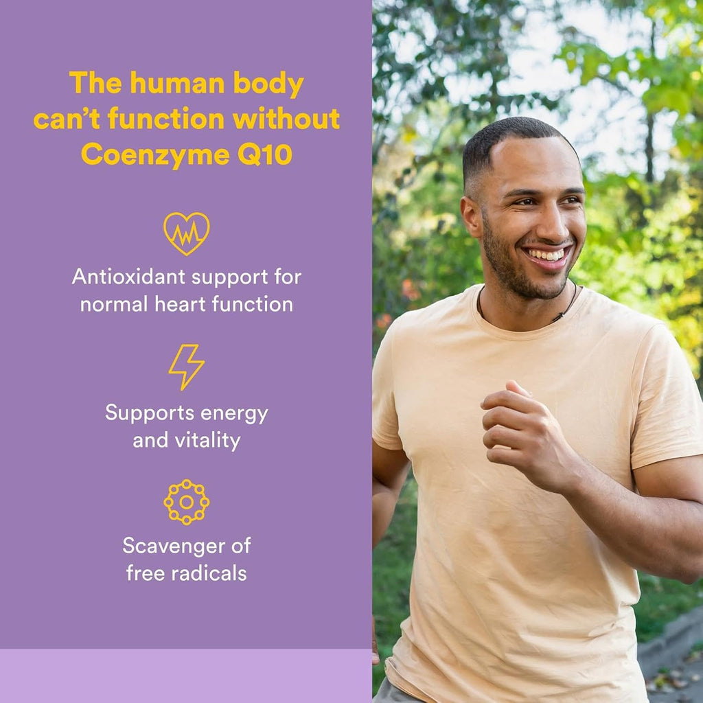 Natural Factors Coenzyme Q10 200 mg, Natural Coenzyme Q10 Supplement for Energy, Heart and Cognitive Support, 60 Softgels