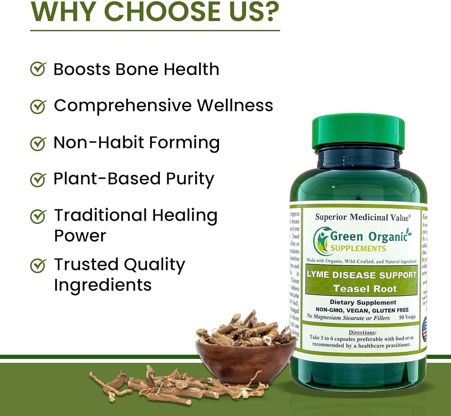 Green Organic Supplements' Lyme Disease, Teasel Root