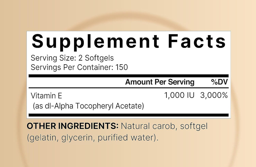 NatureBell Vitamin E Oil Softgels, 1,000 IU Per Serving, 300 Pills | Essential Antioxidant Supplements, Easily Absorbed Form – Supports Skin, Heart, & Immune Health – Non-GMO