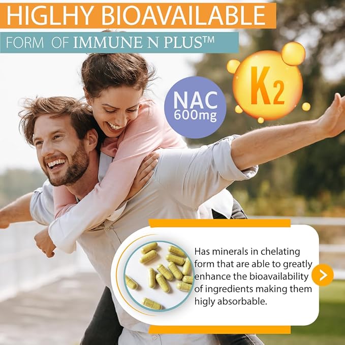 (60 Capsules), NAC 600mg, Quercetin 1,000mg, Vitamin C 500mg, Zinc 50mg, Vitamin D3 5,000iu, Selenium, Copper, Acerola, Ginger, Rutin, Citrus Bioflavonoids, Rose Hips, Echinacea, Immune N Plus 15 in 1