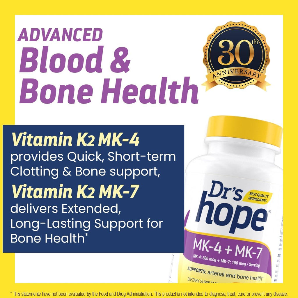 Vitamin K2 MK7 with Vitamin K2 MK4, 3-Month Supply High-Potency K2 Vitamin Supplement MK-7 for Bone Health & Cardiovascular Health, 90 Vegan Capsules, Made in The USA