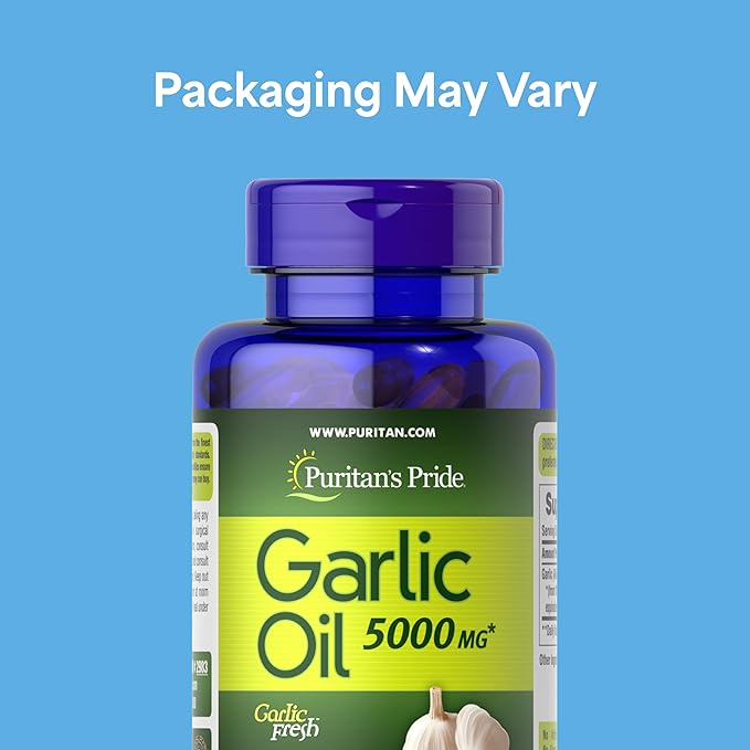 Puritan's Pride Premium Garlic Fresh 5000mg, Traditional Dietary Supplement for Heart Health and Circulation Support with Antioxidant Properties, 250 Rapid Release Softgels