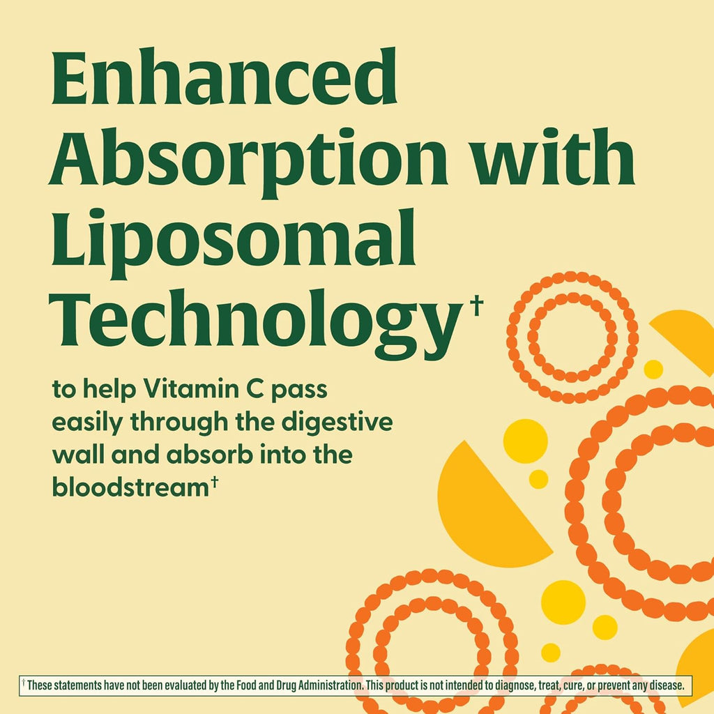 MegaFood Liposomal Vitamin C 1000mg Per Serving - Collagen Production & Immune Support Supplement - High Potency Formula - Superior Absorption & Gentle On Stomach - 120 Vitamin C Capsules, 60 Servings