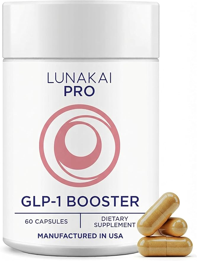 Lunakai PRO USA Manufactured GLP-1 Supplement - Natural GLP 1 Booster with Probiotics & Resveratrol – Supports Weight Management, Cravings & Metabolism, 60ct
