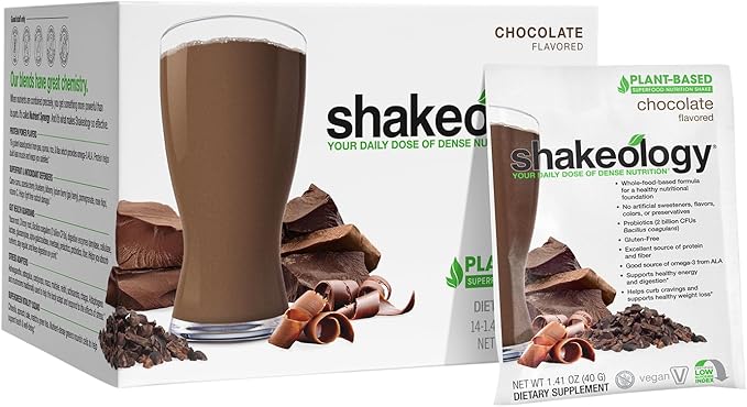 BODi Shakeology Plant-Based Vegan Protein Powder – Gluten-Free Superfood Shake with Vitamins & Minerals – Helps Support Healthy Weight Loss & Gut Health, Chocolate, 14 Individual Packets