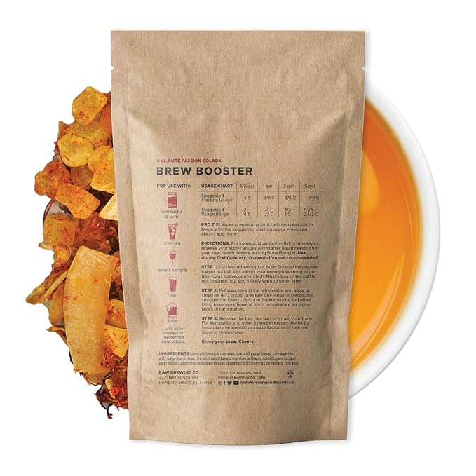 Kombucha.com Pure Passion Colada BREW BOOSTER - Super Premium Passionfruit Coconut Blend w/ Botanicals for Creating Store Quality Kombucha, Flavored Iced Tea, Sangria, and More - All Natural, Loose Leaf, Caffeine Free, No Artificial Flavors, Immunity B...