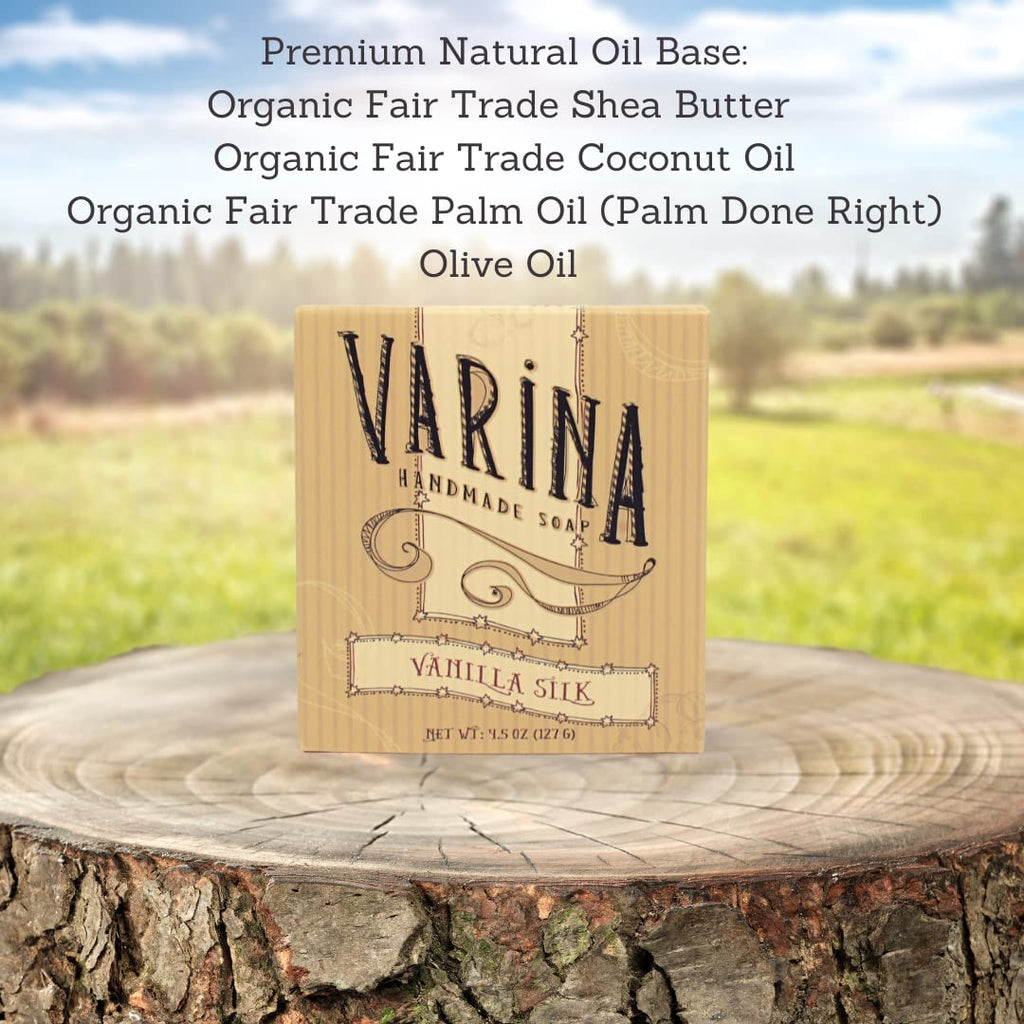 Varina Natural Vanilla Silk Bar Soap - Gentle Cleansing for Sensitive Skin, Sweet and Vanilla - 3 Pack