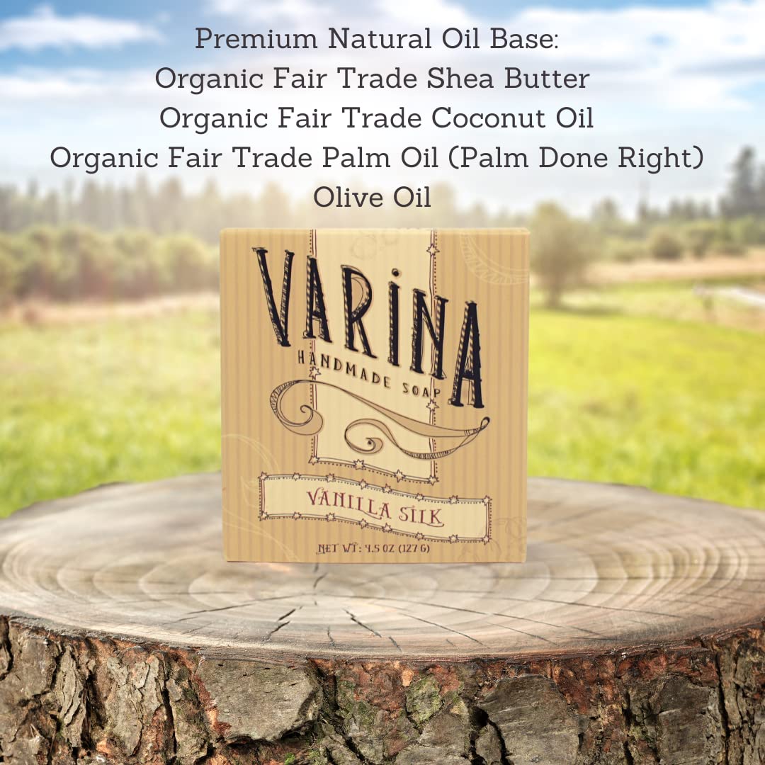 Varina Natural Vanilla Silk Bar Soap - Gentle Cleansing for Sensitive Skin, Sweet and Vanilla - 3 Pack