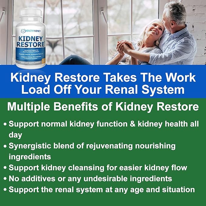 Kidney Cleanse Detox & Repair - Formulated by Kidney Health Expert Living w/Transplant - US Made Kidneys Support Supplement, Detox & Flush - Renal Vitamins 120 Capsules