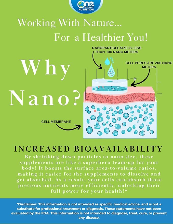 One Planet Nutrition Nano Curcumin 500 mg Veggie Capsules (240 Servings), Family Size, Nano for High Absorption, Supports Immune Health, Non-GMO, Vegan, Gluten-Free
