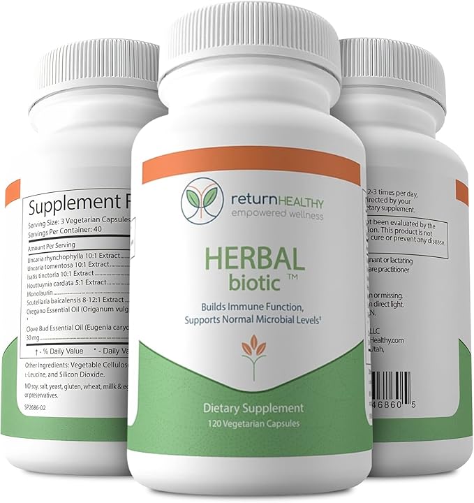 Herbal Biotic, Immune Support Vitamins, Natural Immune System Booster for Adults, Immune Support Supplement Enriched with Cat’s Claw for Probiotic Balance, Digestive Health, 120 Vegan Capsules