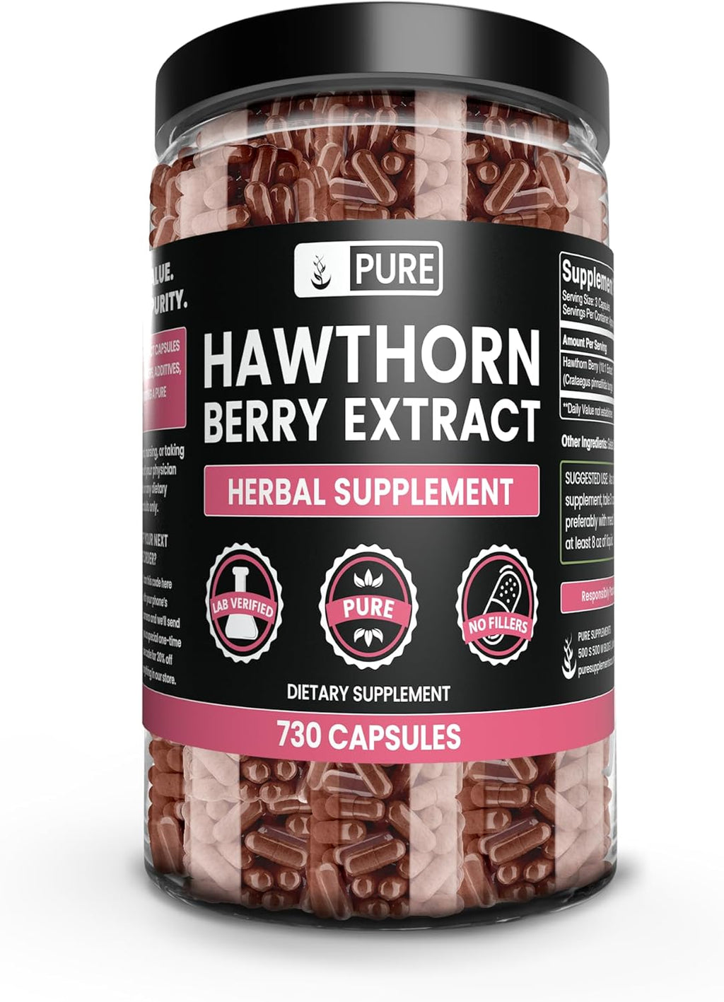Pure Original Ingredients Hawthorn Berry Extract (730 Capsules) Pure & Natural, No Additives Or Fillers