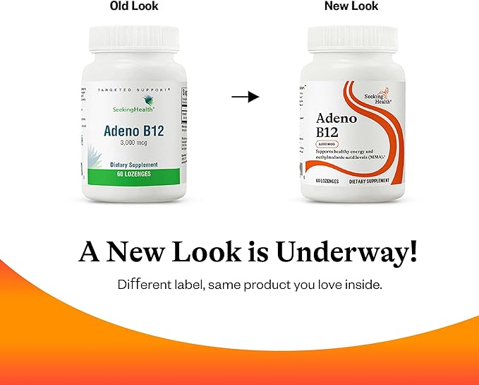 Seeking Health Adeno B12 - Vitamin B Supplement to Support Energy and Brain Health - Adenosylcobalamin Energy Supplement - 3000 mcg, 60 Lozenges