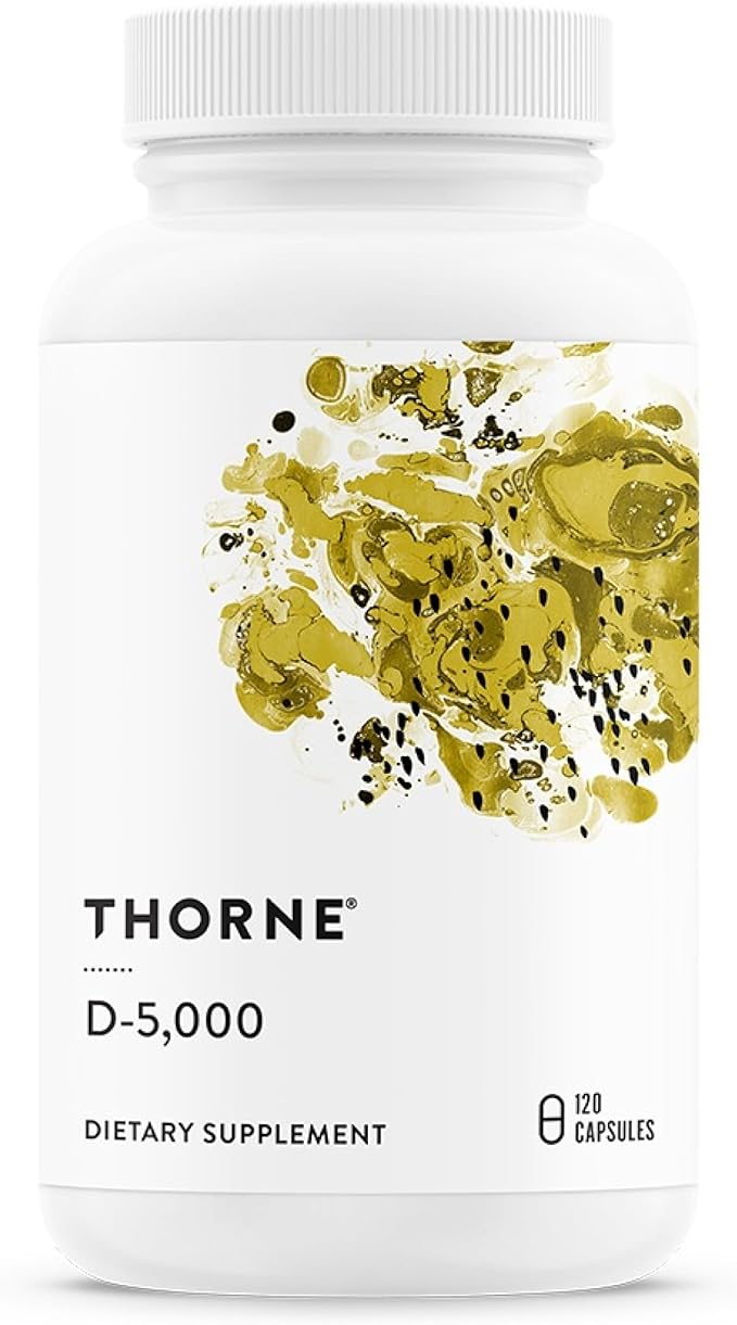 THORNE - Vitamin D-5000 - Vitamin D3 Supplement - Support Healthy Bones, Teeth, Muscles, Cardiovascular, and Immune Function* - NSF Certified for Sport - Dairy-Free, Soy-Free - 120 Capsules