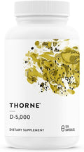 THORNE - Vitamin D-5000 - Vitamin D3 Supplement - Support Healthy Bones, Teeth, Muscles, Cardiovascular, and Immune Function* - NSF Certified for Sport - Dairy-Free, Soy-Free - 120 Capsules