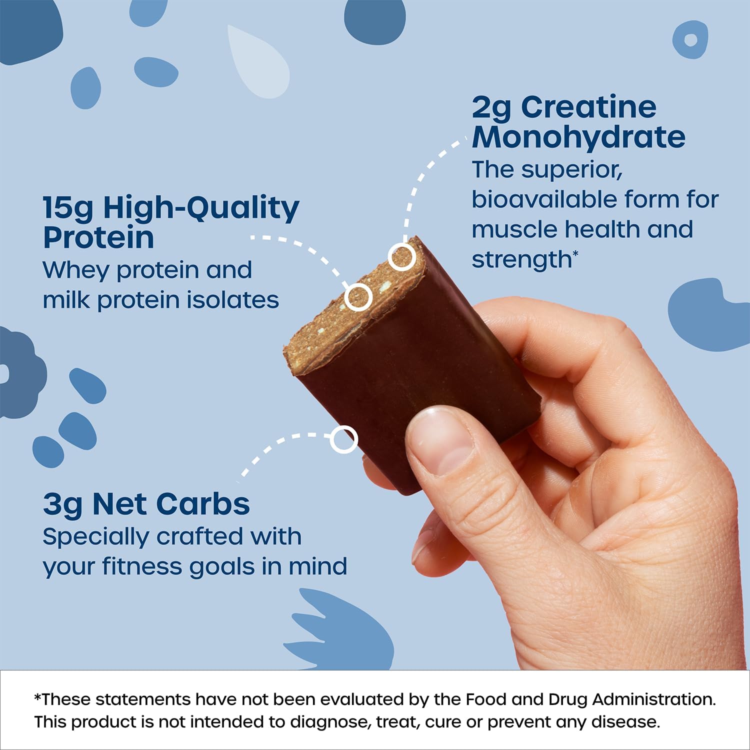 Fx Yes Whey Bar - 15g Whey Protein Bar with Creatine to Support Muscles, Energy & Peak Performance - 1g Sugar + 4g Net Carbs - Soy-Free Chocolate Oat Milk Crisp Flavor Protein Snack (12 Bars)