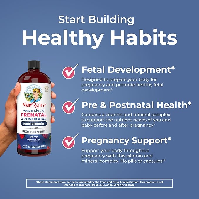 MaryRuth’s Postnatal & Prenatal Vitamins for Women | Sugar Free | Selenium | Folate | Vegan | Non-GMO | Gluten Free | 32oz