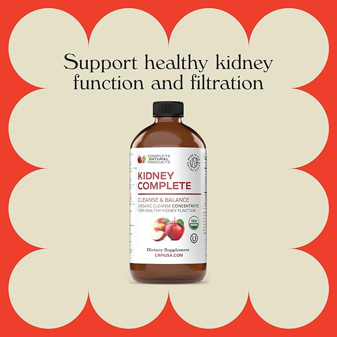 Complete Natural Kidney Complete - Liquid Dietary Supplement for Kidney Support, Cleanse, and Detox with Apple Cider Vinegar, Lemon, Organic Chanca Piedra, Beet, Citric Acid, Vitamin C, & More - 12oz