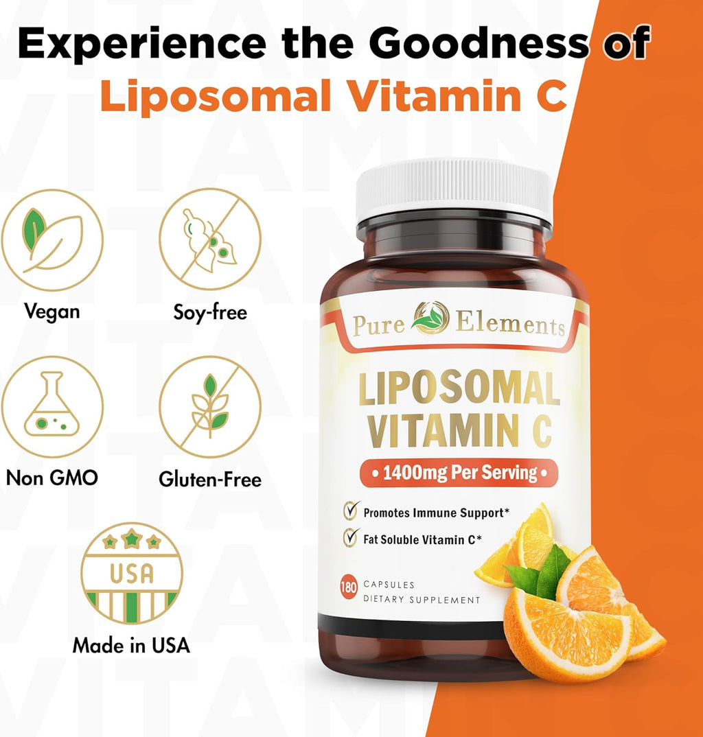 Liposomal Vitamin C Dietary Supplement, Capsules Non GMO, Soy Free, Gluten Free