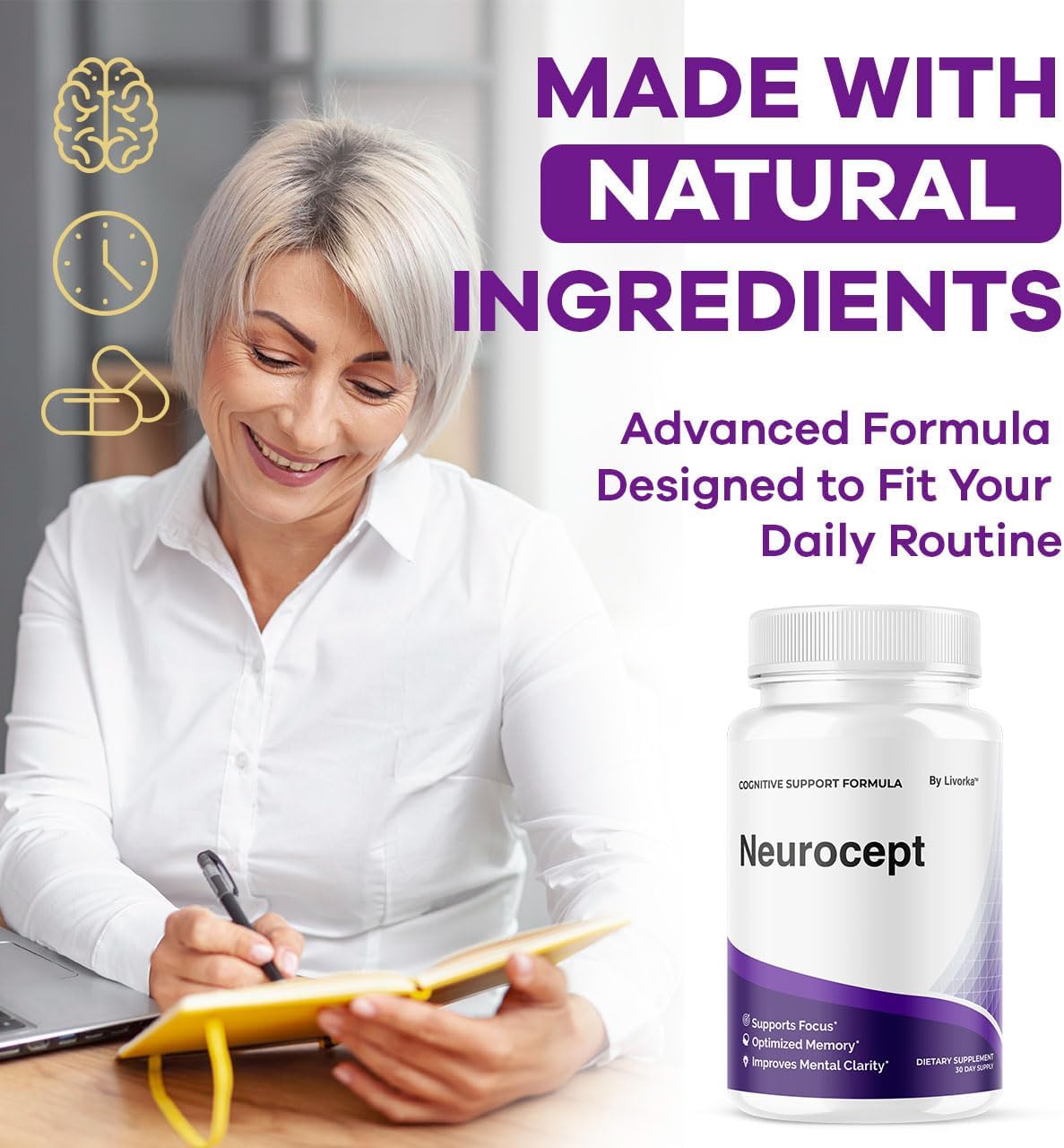 (2 Pack) Neurocept Brain Supplement Capsules - Official Neuro cept Brain & Memory Focus Support Advanced Formula, Neurocept Pills Daily Support for Overall Health & Wellness, 120 Capsules for 2 Months