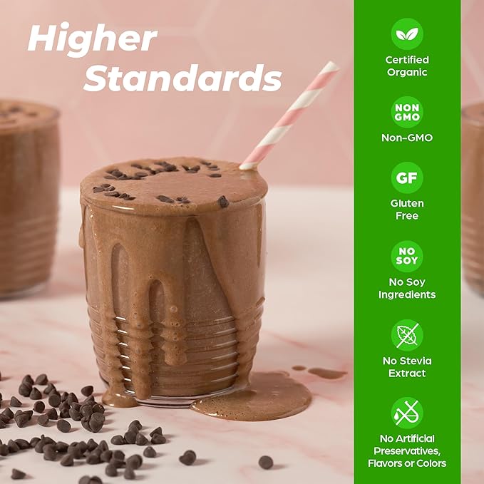 Orgain Organic Vegan Perfect Blend Protein Powder, 20g Clean Plant Protein, 7 Ingredients, <1g Sugar, Gluten Free, Non-GMO; No Artificial Flavors, Stevia Extract, Dairy or Soy Ingredients- Chocolate