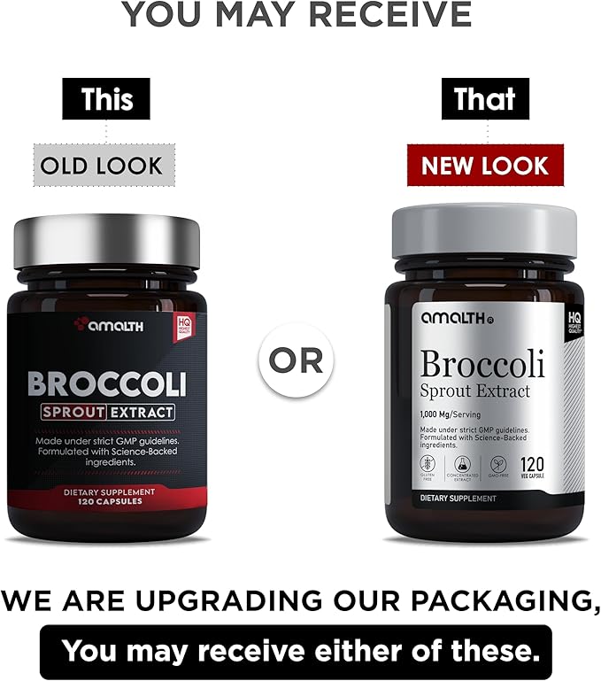 AMALTH Broccoli Sprout Extract 1000mg | High Strength 10:1 Concentrated Broccoli Extract with Sulforaphane Precursors | Organic Style Broccoli Supplement | 120 Capsules | 60 Day Supply