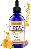 FWS Liquid Vitamin C with Zinc Supplement for Adults and Kids, Organic, Non-GMO, Vegan, Easy VIT C Drops, Ascorbic Acid, 60 Day Supply, Supports Immune System and Skin Health, Essential Vitamin, 4 oz