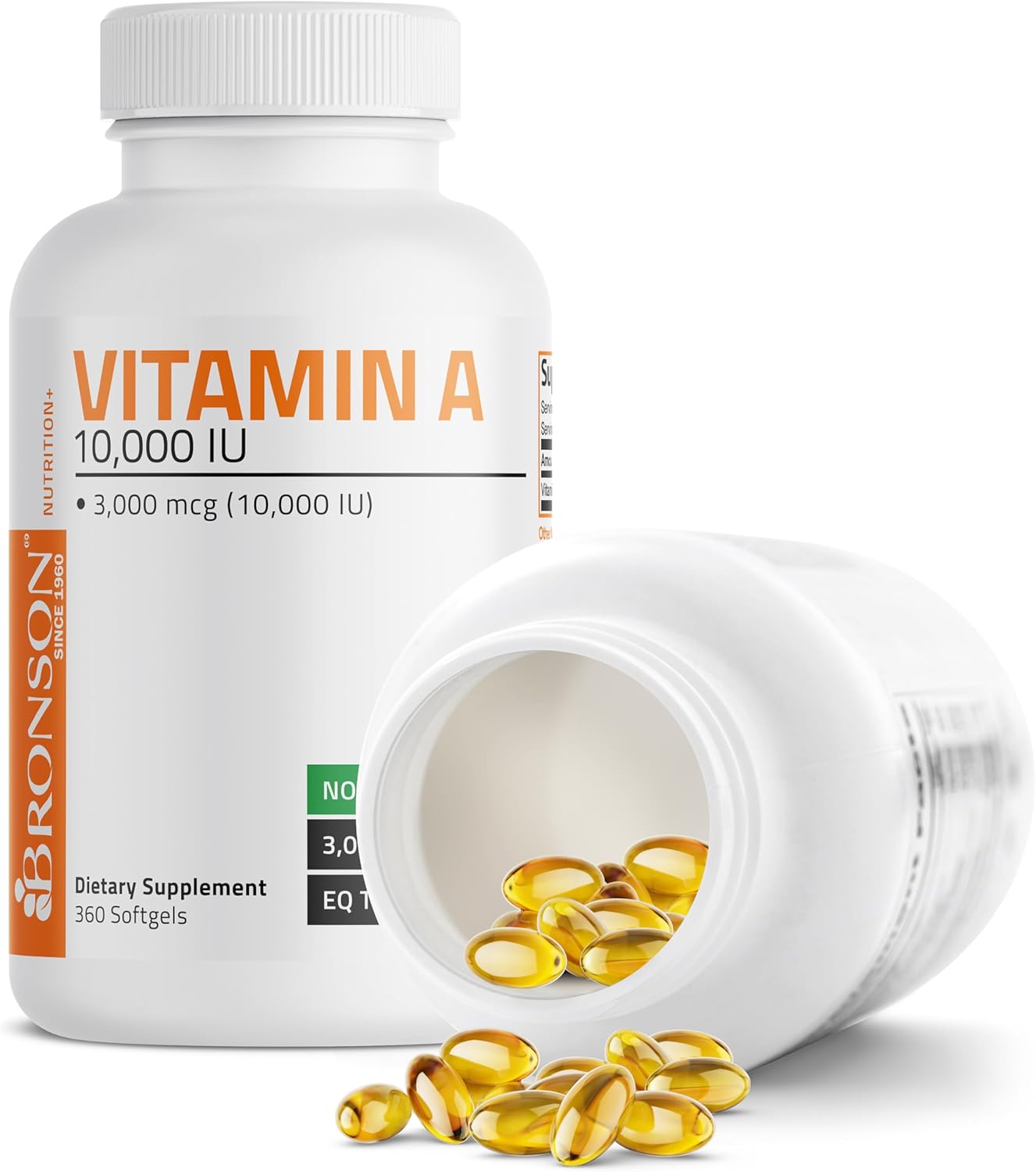 Bronson Vitamin A 10,000 IU Premium Non-GMO Formula Supports Healthy Vision & Immune System and Healthy Growth & Reproduction, 360 Softgels