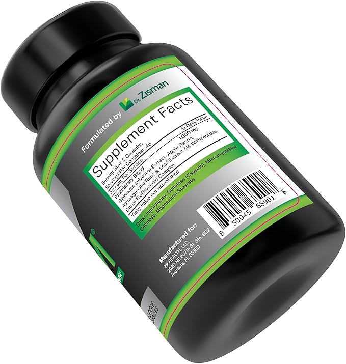 Zlim Appetite & Weight Supplement – Supports Healthy Digestion, Promotes Fiber & Antioxidant Intake, with Gymnema Sylvestre, Apple Pectin & Ashwagandha – All-Natural Ingredients (90 Veggie Capsules)