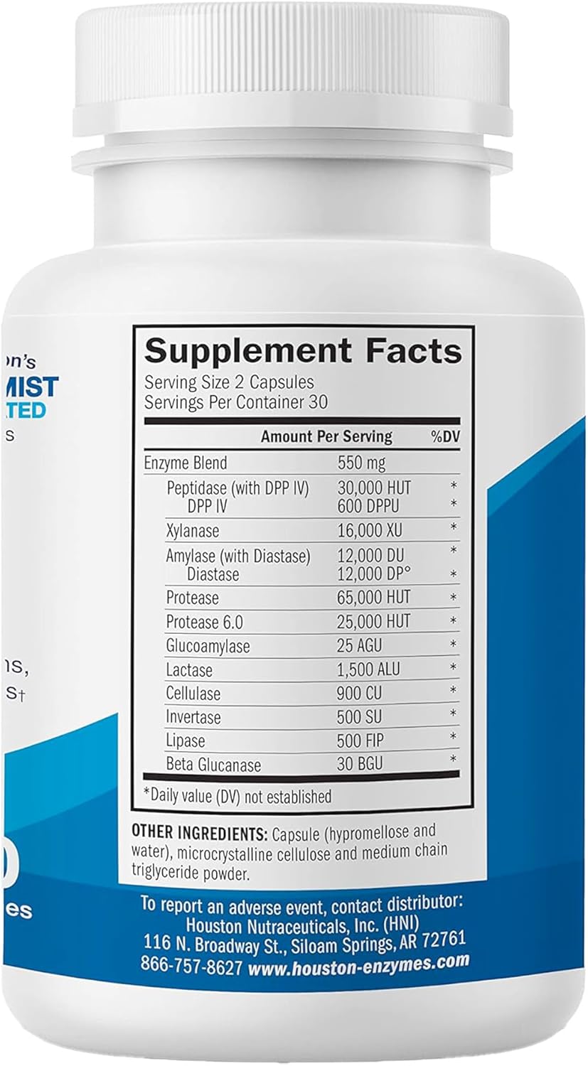 TriEnza - Digestive Enzyme Supplement for Gluten, Casein, Soy, Proteins, Carbohydrates, Fats & Polyphenols - Digestive Enzymes for Women & Men (60 Capsules)