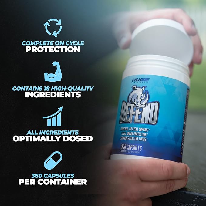 Defend Cycle Support - Most Stacked & Complete Organ Protection, Liver Support, Kidneys, Heart, Prostate & Immune System On Cycle - Contains NAC, TUDCA, Milk Thistle, Astragalus & More (360 Capsules)