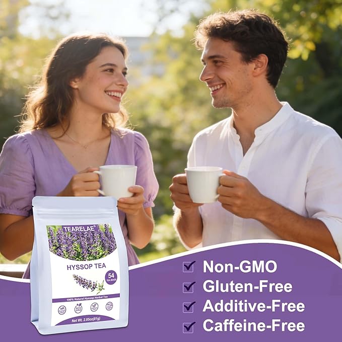 TEARELAE - Hyssop Tea - 54 Count Herbal Tea Bags - Caffeine Free, Soothing & Aromatic - Perfect for Evening Relaxation, Digestive Comfort & Mindful Moments