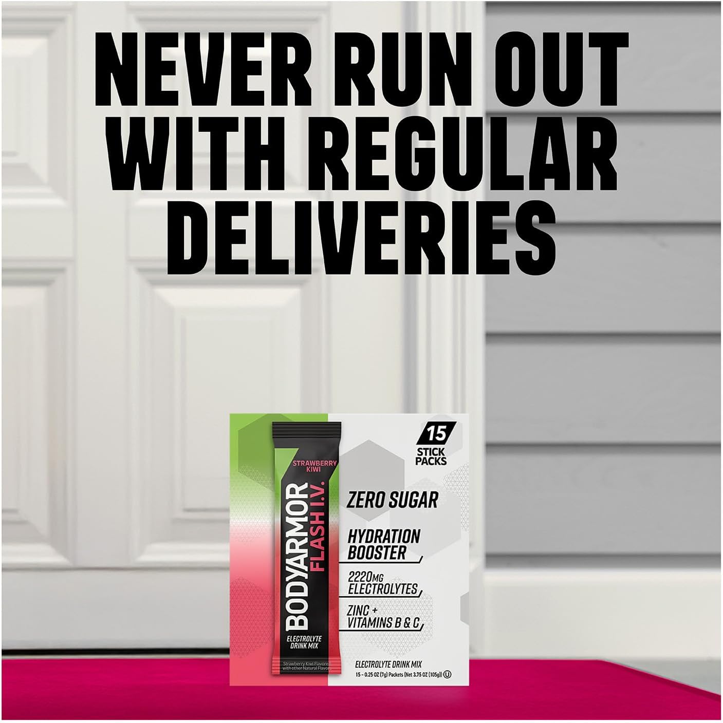 BODYARMOR Flash IV Electrolyte Packets, Cucumber Lime - Zero Sugar Drink Mix, Single Serve Packs, Coconut Water Powder (6 Count)