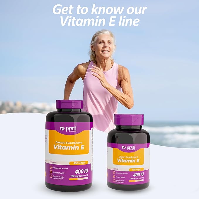 Vitamin E 400 IU – 300 Softgels – Strengthens The Defense System, Combats Free Radicals, and Promotes Healthy Aging – for Adults
