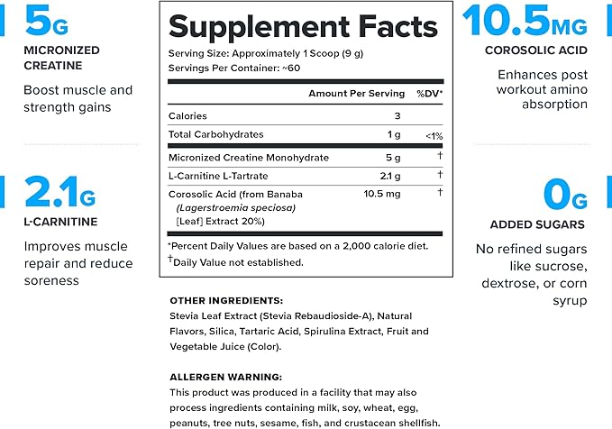 LEGION Recharge Post Workout Supplement - All Natural Muscle Builder & Recovery Drink with Micronized Creatine Monohydrate. Naturally Sweetened & Flavored, Safe & Healthy. (Grape, 60 Serving)