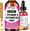 Iron Supplement for Women Men & Kids, Iron Vitamin C, A, B-Complex, Vegan Iron Drops High Potency Liquid Vitamin & Iron Supplements for Anemia, Red Blood Cell, Energy, Blood Builder, Gentle Iron
